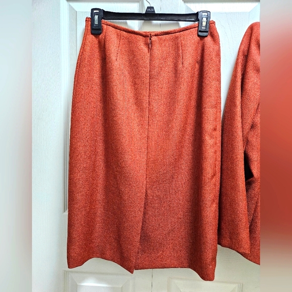 Le Suit Women’s Pencil Skirt Set Suits Orange/ Rust Herringbone Pattern Size 8 - Picture 4 of 10